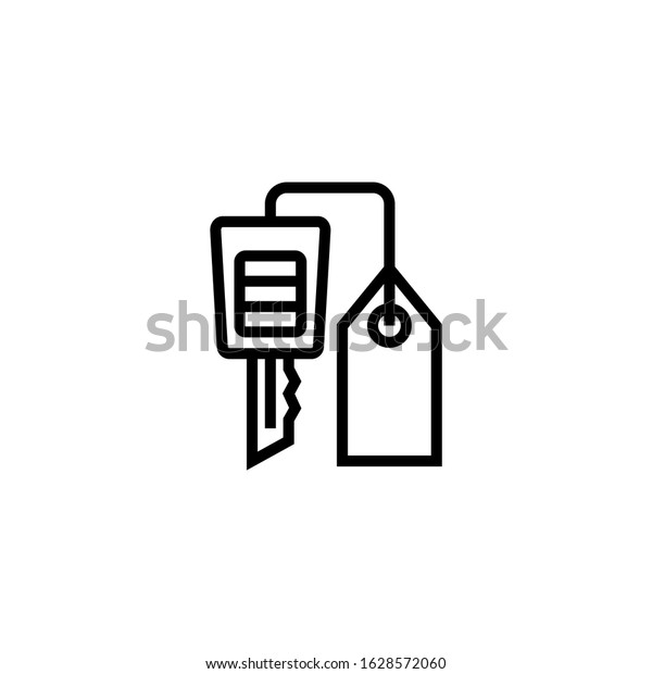 Car rent icon in linear, outline style\
isolated on white\
background
