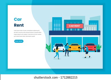 Car rent landing page illustration concept. This design can be used for websites, landing pages, UI, mobile applications, posters, banners