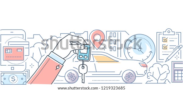Car\
rent - modern line design style vector\
illustration