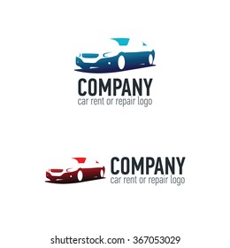 Car rent or repair service label. Vector logo design template. 