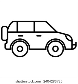 Icono de la línea delgada mínima simple para el alquiler y el automóvil