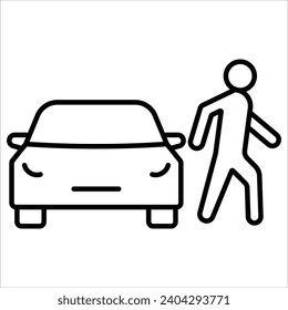 Icono de la línea delgada mínima simple para el alquiler y el automóvil