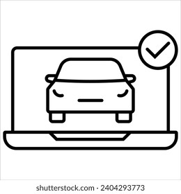 Icono de la línea delgada mínima simple para el alquiler y el automóvil