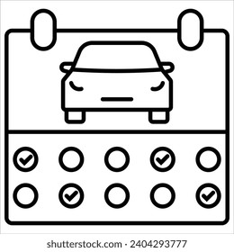 Icono de la línea delgada mínima simple para el alquiler y el automóvil