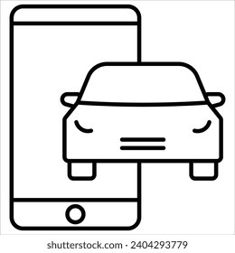 Icono de la línea delgada mínima simple para el alquiler y el automóvil