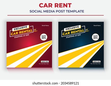 Car Rent Social Media post Template, Exclusive Car Rental Social Media, auto motive social media post