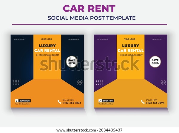 Car Rent Social\
Media post Template, Luxury car rental social media, car rent\
social media post and\
flyer