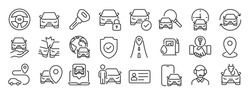 Car Rent Thin Line Icons. For Website Marketing Design, Logo, App, Template, Ui, Etc. Vector Illustration.