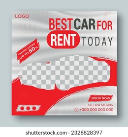 Car rental and automotive social media banner or instagram post template