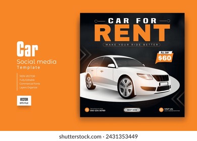 Car rental and automotive social media post template