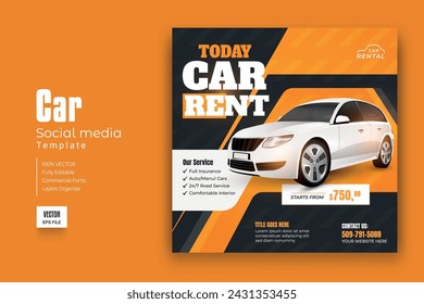 Car rental and automotive social media post template