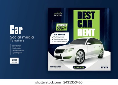 Car rental and automotive social media post template