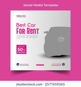 Car rental and Automotive social media banner or Instagram post template
