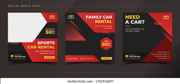 Car rental banner for social media post template