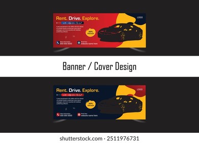 Car rental banner template design for marketing and advertising the services