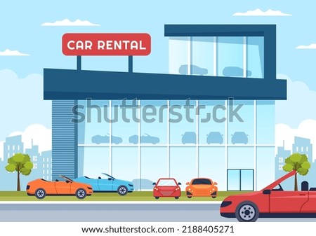 Car Rental, Booking Reservation and Sharing using Service Mobile Application with Route or Points Location in Hand Drawn Cartoon Flat Illustration