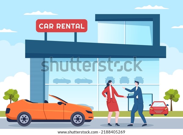 Car Rental, Booking Reservation and\
Sharing using Service Mobile Application with Route or Points\
Location in Hand Drawn Cartoon Flat\
Illustration
