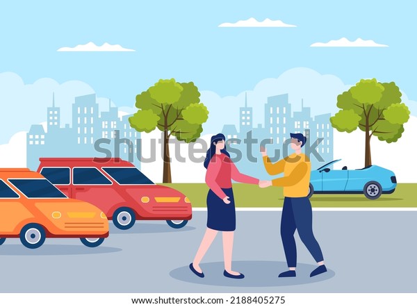 Car Rental, Booking Reservation and\
Sharing using Service Mobile Application with Route or Points\
Location in Hand Drawn Cartoon Flat\
Illustration