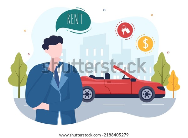 Car Rental, Booking Reservation and
Sharing using Service Mobile Application with Route or Points
Location in Hand Drawn Cartoon Flat
Illustration