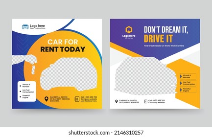 Car Rental Business Flyer , Banner, Cover, Leaflet, Social Media Post And Story Vector Template.