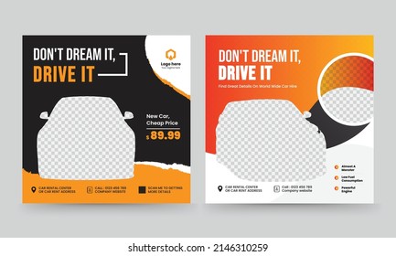 Car Rental Business Flyer , Banner, Cover, Leaflet, Social Media Post And Story Vector Template.