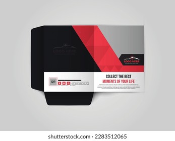 Car Rental Business folder for files design. Presentation Folder The layout is for posting information about the company, photo, text. Modern geometric style.