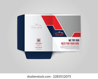 Car Rental Business folder for files design. Presentation Folder The layout is for posting information about the company, photo, text. Modern geometric style.