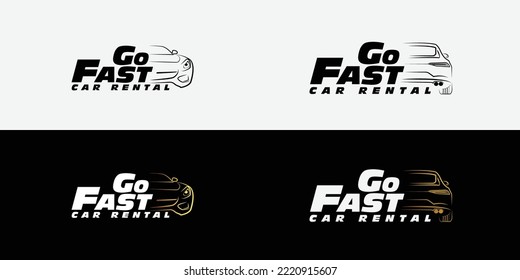 car rental car detail auto lineart logo with bold text
