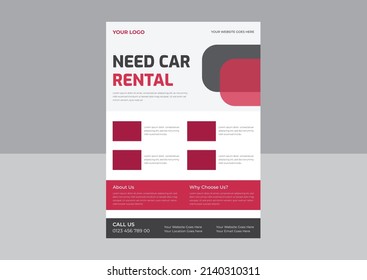 Car rental flyer template layout. Auto Repair Services flyer, Carpooling service. Flyer, booklet, leaflet print design. 