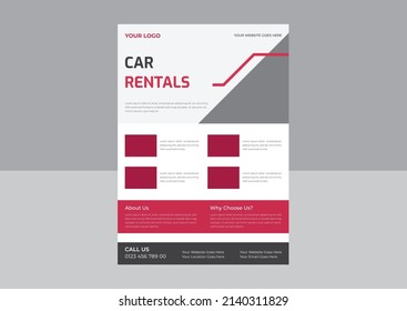 Car rental flyer template layout. Auto Repair Services flyer, Carpooling service. Flyer, booklet, leaflet print design. 