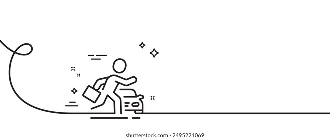 Symbol für Autovermietung. Durchgehend eine Zeile mit Curl. Taxi-Service-Schild. Geschäftstransportsymbol. Autovermietung Single Outline Band. Loop-Kurvenmuster. Vektorgrafik