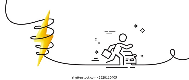 Symbol für Autovermietungszeile. Endlos eine Linie mit Locke. Taxi-Schild. Unternehmenstransportsymbol. Autovermietung Single Umrissband. Schleifenkurve mit Energie. Vektorgrafik