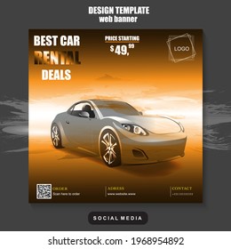 Car rental online and social media promotion template. Advertising, advertising banner, product marketing. EPS 10.