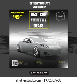 Car rental online and social media promotion template. Advertising, advertising banner, product marketing. EPS 10.