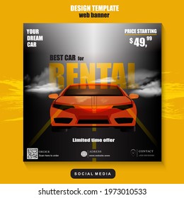 Car rental online and social media promotion template. Advertising, advertising banner, product marketing. EPS 10.