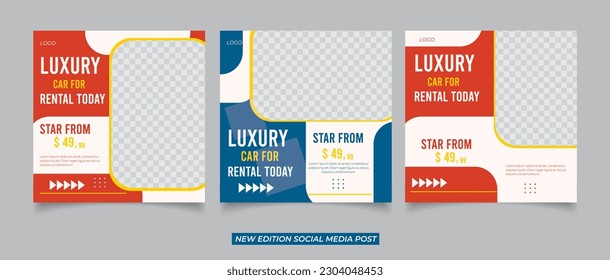 Car rental post promotion design banner background template
