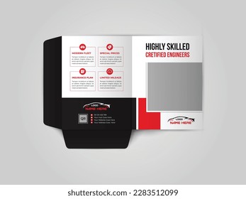 Car Rental Presentation Folder design for brochure, catalogue, layout for placement of photos and text, creative modern design of geometric elements, Business folder for files, design.