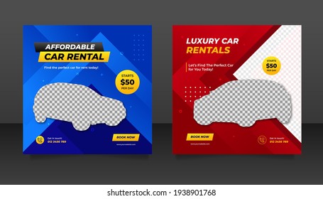 Car rental promotion social media post banner template.