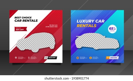 Car rental promotion social media post banner template.