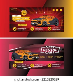 Plantilla de patrón de banner de promoción de alquiler de coches en redes sociales con ilustración vectorial Diseño de plantillas de seminarios web empresariales. Diseño de banner moderno Diseño de vectores de banners para el negocio y alquiler de coches