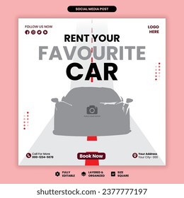 Car rental promotion social media post banner template. Modern banner template with vector illustration Business webinar horizontal banner template design. Modern banner design Business ad