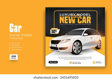 Car rental promotion social media post banner template