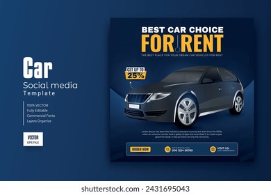 Car rental promotion social media post banner template