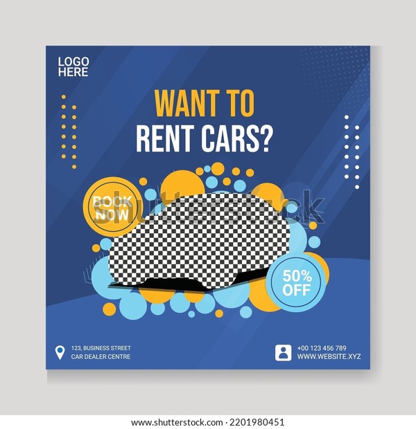 Car rental promotion social media post banner\
design template