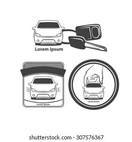 car rental or sale concept, car key with trinket