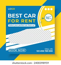 Car rental sale and promotion social media post or web banner design template