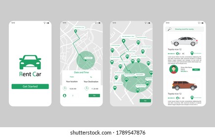 Car Rental Service Taxi Or Cab Automobile App Ui Kit Design