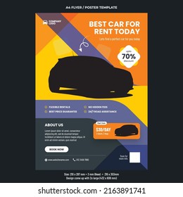 Car rental services and offer promotion A4 or poster flyer template design