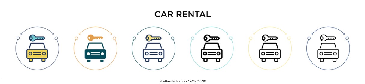 Car Rental Sign Icon In Filled, Thin Line, Outline And Stroke Style. Vector Illustration Of Two Colored And Black Car Rental Sign Vector Icons Designs Can Be Used For Mobile, Ui, Web