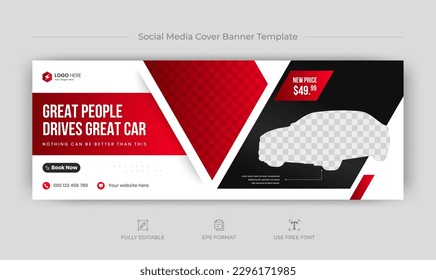 Car rental social media facebook cover banner template, Luxury car rent web banner template, facebook cover banner design.